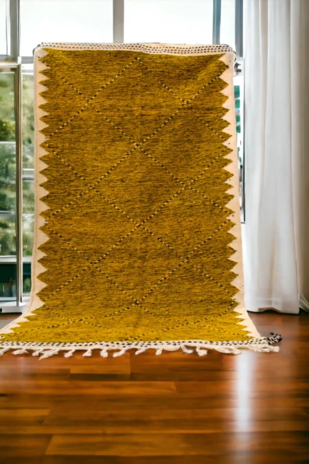 Handwoven Moroccan Rug - Serene Green and White