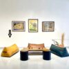 Elegant Brown Leather Pouf – Modern Bohemian Floor Cushion