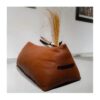 Brown Leather Pouf - Modern Bohemian Floor Cushion