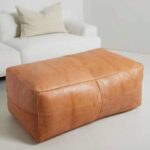 Large leather pouf